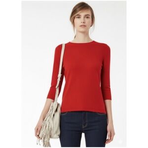Max Mara Weekend Women’s Sz S Red Pima Cotton Quarter Sleeve Tee Shirt Top